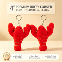 Pendentif Écrevisse Rouge Premium, Mascotte Douce, Thème Océan, Cadeau de Fête, Miniature, Animal en Peluche, Porte-clés pour Décoration de Sac à Dos