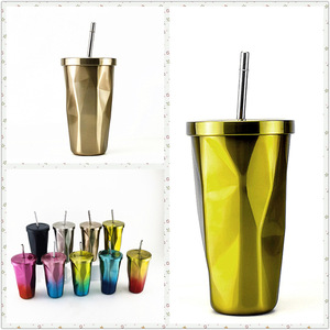 Gobelet isotherme à double paroi en acier inoxydable de 16 oz avec paille, tasse de voyage pour café - Product Image 4