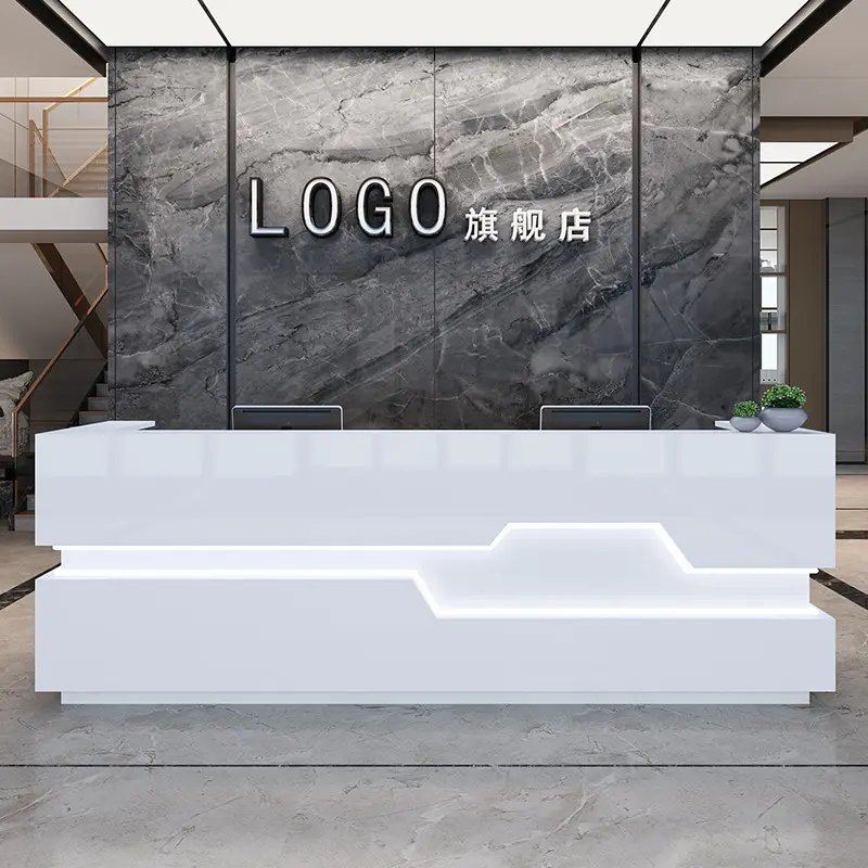 Zitai color personalizado tamaño Logo blanco moderno mostrador de recepción Hotel salón de belleza mostrador de recepción con partición