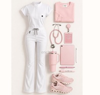 Nouveaux ensembles de blouses médicales pour femmes, personnalisables avec logo, manches courtes, pantalons, uniformes pour cliniques dentaires et hôpitaux, tenues d'infirmières pour femmes