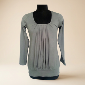 Fabulosa Blusa Casual de Playa con Cuello Redondo, Manga Larga, Largo Midi, de Algodón y Spandex Transpirable, Estampado Salvaje Ecológico para un Look Natural - Product Image 3