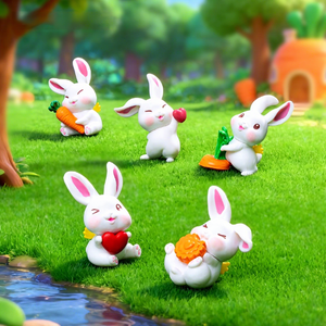 Accessoires de jardinage DIY : Micro-paysage en résine sur le thème des animaux de dessin animé mignons (radis, <span class=keywords><strong>petit</strong></span> lapin) - Product Image 5