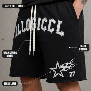 <span class=keywords><strong>Pantaloncini</strong></span> da Uomo Personalizzati OEM in <span class=keywords><strong>Cotone</strong></span> Pesante 400GSM Nero con Bordo Grezzo e Applicazioni, Stile High Street, Pantaloni Sportivi Grafici Deconstruiti - Product Image 2