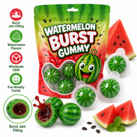 Bonbons gélifiés en forme de pastèque, fourrés à la saveur pastèque, bonbons moelleux en vrac, vente en gros