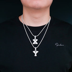 Joyería Hip Hop al por Mayor, Colgante de Letra Inicial A-Z con Incrustaciones de Diamantes VVS y Moissanita en Plata de Ley 925 para Hombre con Cadena - Product Image 3