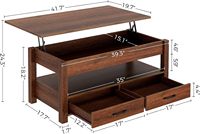 Table basse réglable en hauteur avec compartiment dissimulé et étagères de rangement Table élévatrice noire