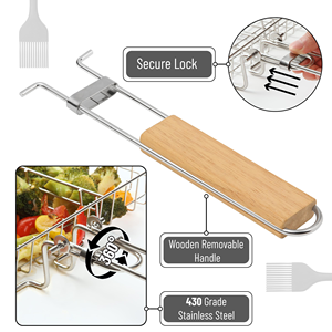 Grill Basket Barbecue BBQ Grilling Basket Stainless Steel Large Folding Grilling Baskets with Handle - Product Image 3