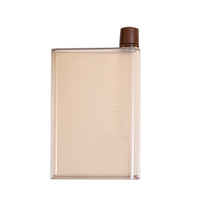 Bouteille d'eau simple et transparente en plastique PP plat, écologique, anti-fuite, créative et originale