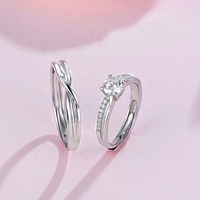 Ensemble de bagues pour couple de mariage GR95, plaqué platine, argent sterling S925, zircon Mobius, bagues pour homme et femme