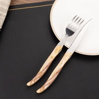 Maßgefertigtes Wiederverwendbares Original Kaffeebraunes Edelstahl Spiegelpoliertes Steakmesser Essgabel Modern Minimalistisch