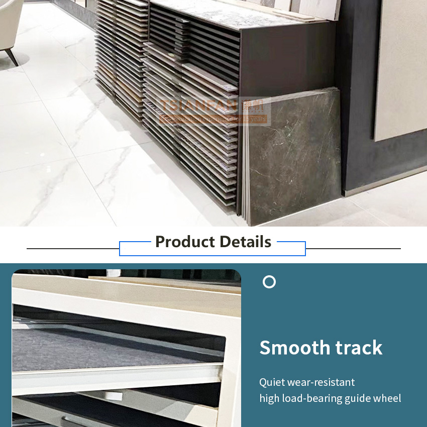 New style push pull boards display frame natural granite artificial stone composite floor large ceramic tile drawer cabinet