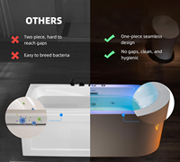 Baignoire autoportante en acrylique sans couture pour une personne, forme ovale, baignoire autoportante, hydrojets pour hôtel
