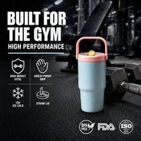 Bouteille d'eau isotherme en acier inoxydable à double paroi de 20 oz avec poignée, couvercle à paille, pour sport, fitness, gym, vente en gros