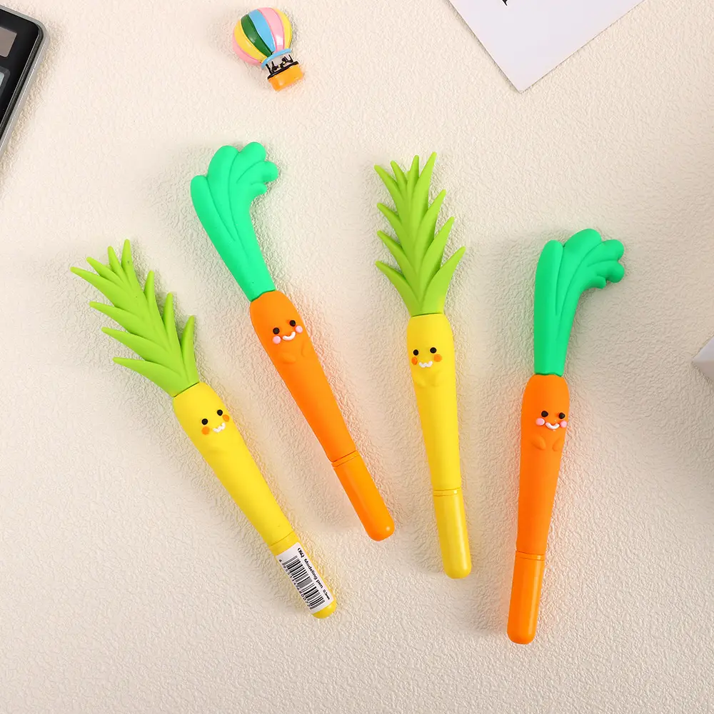 Ingrosso in plastica per bambini e bambini regali gel penna in silicone carota ananas pianta frutta e verdura penna