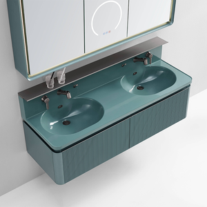 Panoon 23C Mueble de baño de piedra moderna Espejo de acero inoxidable Cajones de vidrio resistentes al agua Cierre suave para el hogar Hospital Apartamento - Product Image 3