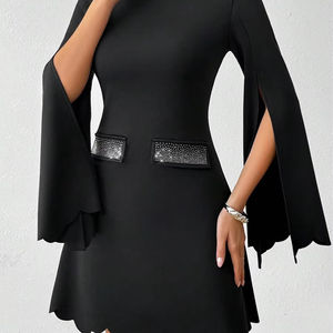 2026 new European and American temperament <b>black</b> dress women's slim A-line <b>skirt</b> - Product Image 1