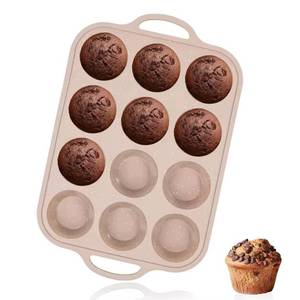 MUYULINS factory 12-cup pan, metal reinforced frame, regular size, with handle, non-stick <b>silicone</b> cake mold - Product Image 1