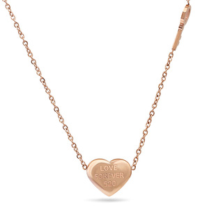 Collar de Oro Rosa con Forma de Corazón, Amor Eterno 520, Colgante Grabado con Cadena para Uso Diario, Regalo - Product Image 1