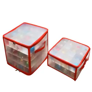 Ql409 64 caixa de armazenamento de natal, bola de natal, organizador de desktop, impermeável, caixa de armazenamento transparente de decoração de natal