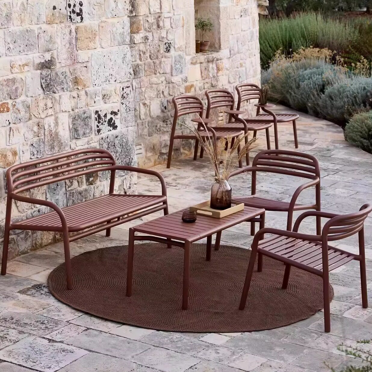 Minimalist Aluminum Alloy Outdoor Table Chair Creative Backrest Courtyard Garden Restaurant Villa Homestay Leisure Furniture