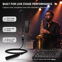 Microphone d'instrument à condensateur filaire à pince unidirectionnel XLR 48V pour saxophone, enregistrement sur scène, performance musicale