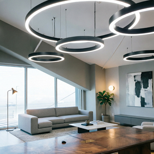 โคมไฟเพดานวงแหวน LED อลูมิเนียมแบบแขวน ดีไซน์ทันสมัย สำหรับสำนักงานและพื้นที่เชิงพาณิชย์ - Product Image 2