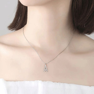 Collana con ciondolo ispirato al Mini Tower, romantica e scintillante, catena per clavicola da donna - Product Image 4