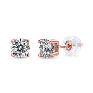 Pendientes Clásicos Redondos de Moissanita con Engaste de Plata 925, Joyería para Uso Diario de Mujer - Product Image 3