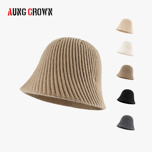 2025 nouvelle mode en gros concepteur tricoté bassin seau chapeau sans manchette blanc plaine crâne casquette bonnets avec Logo personnalisé - Product Image 1