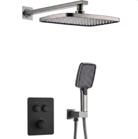 Ensemble de mitigeur thermostatique de douche et bain encastré moderne, système de douche pluie dissimulé en laiton