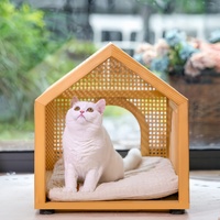 Lit de chat en rotin PVC haut de gamme forme rectangulaire monocouche Pet-Safe Scratch-Resistant Space-Saving Factory Wholesale