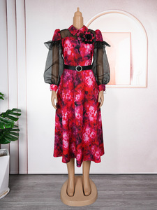 Vente directe d'usine, robe longue à manches longues multicolores à imprimé tie-dye de style africain pour femmes, mode - Product Image 6