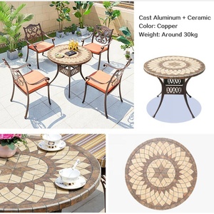 Modern Luxury Aluminum <strong>Table</strong> for Dining Hotel Cafe <strong>Garden</strong> Villa Exterior Metal Mineral White Ceramic <strong>Tile</strong> Outdoor Contemporary - Product Image 2