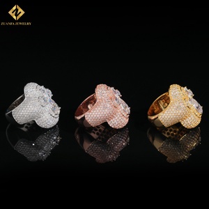 Wholesale Factory Price Flower Moissanite Cocktail <b>Ring</b> Pave <b>Set</b> S925 <b>Sterling</b> <b>Silver</b> Women's Cross Wedding Pear Cut <b>Ring</b> - Product Image 2