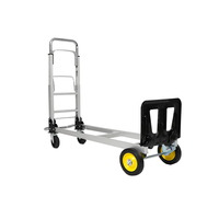 Chariot à main pliable convertible 2 en 1 en aluminium, capacité de 150 kg, chariot à plateforme léger pour entrepôt, carretilla convertible en aluminium