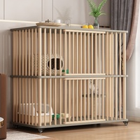 Maison pour chat en bois massif, grande villa à double étage, cage et nid pour chat, mobilier pour animaux de compagnie, forme ovale, fermeture à boucle, modèle HH-007