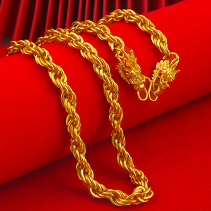 Conjunto de Collar y Pulsera para Hombre con Cabeza de Dragón Bañado en Oro, Diseño de Espina de Serpiente Trenzada y Cola de Zorro, Joyería de Oro Artificial para Fiesta - Product Image 2
