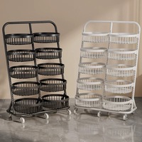 Metal ronde mand verrijdbare keuken fruit- en groente organizer display rek