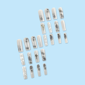 <span class=keywords><strong>Uñas</strong></span> Postizas Góticas Y2K, Diseño <span class=keywords><strong>de</strong></span> Piel <span class=keywords><strong>de</strong></span> Serpiente Gris, Corazón 3D, Forma <span class=keywords><strong>de</strong></span> Ataúd Larga, Acrílicas, Cobertura Total, Reutilizables, para Fiestas - Product Image 3