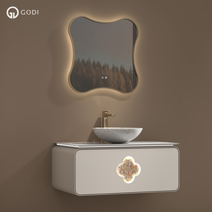 GODI Custom Small Apartment Design <span class=keywords><strong>Mueble</strong></span> de baño de hotel montado en la pared <span class=keywords><strong>Mueble</strong></span> de baño blanco - Product Image 3