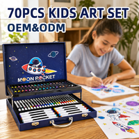 Ensembles de peinture, trousse de papeterie, kit artistique, peinture pour enfants, fournitures d'art pour enfants, personnalisable, 70 pièces LT73403