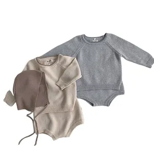 春季韩版童装婴儿针织毛衣上衣短裤套装婴儿新生儿毛衣套装