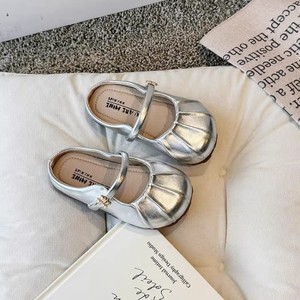 Flat Sandals For Girls Off White Apricot Silver One Size Solid Color Slip On Style - Product Image 4