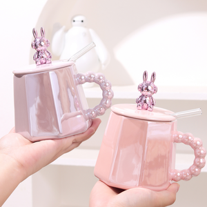 <span class=keywords><strong>Tazza</strong></span> in Ceramica 3D da 420ml con Design Orso Violento <span class=keywords><strong>e</strong></span> Coniglio, <span class=keywords><strong>Tazza</strong></span> in Porcellana Ecologica con Coperchio <span class=keywords><strong>e</strong></span> Cannuccia per <span class=keywords><strong>Regalo</strong></span>, Caffè ed Erbe - Product Image 2