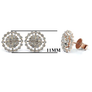 Bijoux sur mesure Design de luxe de haute qualité 18k solide or Rose véritable diamant forme ronde à la mode boucle d'oreille goujon pour fille - Product Image 2
