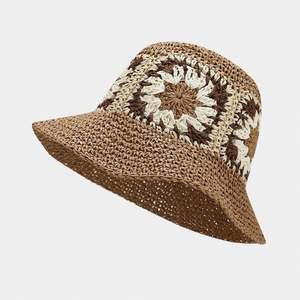 Chapeau de paille pliable avec bord de protection personnalisé, chapeau de soleil en paille, chapeau seau en crochet pour femmes - Product Image 4