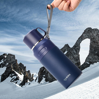 Bouteille d'eau portable personnalisée à double paroi en métal 304 en acier inoxydable isolée à large ouverture