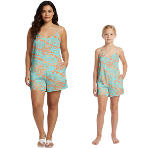 Trajes Casuales con Estampado Tropical y Bolsillos para Niñas Estilo Hawaiano, Monos para Mujer, Conjuntos a Juego para Madre e Hija - Product Image 6