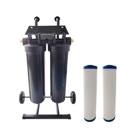 Chariot de filtration d'eau à double boîtier avec cartouche remplaçable, roues, cadre de support, poignées, équipement de filtration portable
