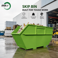 Conteneur à benne basculante de 4 mètres avec porte, bac à déchets en acier pour extérieur, idéal pour la collecte des déchets de chantier